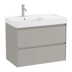 Imagine Set PROMO mobilier baza si lavoar cu polita dreapta Roca Ona Unik 2 sertare 80x46 cm gri mat