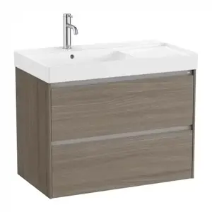 Imagine Set PROMO mobilier baza si lavoar cu polita dreapta Roca Ona Unik 2 sertare 80x46 cm ulm inchis