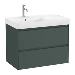 Imagine Set PROMO mobilier baza si lavoar cu polita dreapta Roca Ona Unik 2 sertare 80x46 cm verde mat