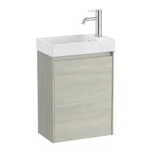 Imagine Set PROMO mobilier baza si lavoar Roca Ona Unik 1 usa 45x26 cm stejar deschis