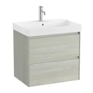 Imagine Set PROMO mobilier baza si lavoar Roca Ona Unik 2 sertare 65x46 cm stejar deschis