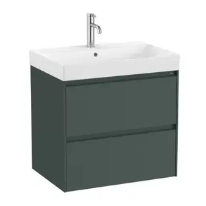 Imagine Set PROMO mobilier baza si lavoar Roca Ona Unik 2 sertare 65x46 cm verde mat