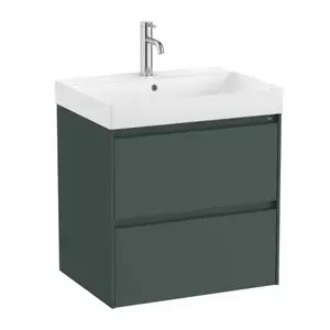 Imagine Set PROMO mobilier baza si lavoar Roca Ona Unik 2 sertare 60x46 cm verde mat