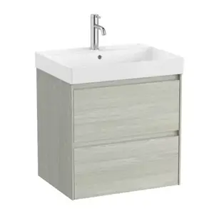 Imagine Set PROMO mobilier baza si lavoar Roca Ona Unik 2 sertare 60x46 cm stejar deschis