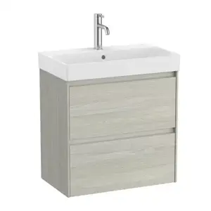Imagine Set PROMO mobilier baza si lavoar Roca Ona Unik 2 sertare 60x36 cm stejar deschis