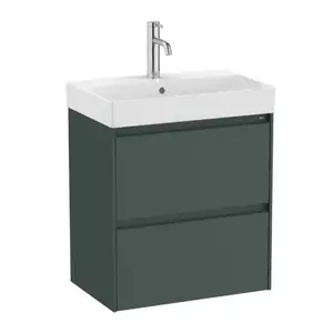 Imagine Set PROMO mobilier baza si lavoar Roca Ona Unik 2 sertare 55x36 cm verde mat