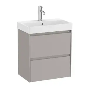 Imagine Set PROMO mobilier baza si lavoar Roca Ona Unik 2 sertare 55x36 cm gri mat