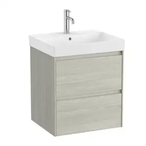 Imagine Set PROMO mobilier baza si lavoar Roca Ona Unik 2 sertare 55x46 cm stejar deschis