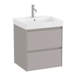 Imagine Set PROMO mobilier baza si lavoar Roca Ona Unik 2 sertare 55x46 cm gri mat