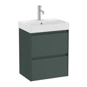 Imagine Set PROMO mobilier baza si lavoar Roca Ona Unik 2 sertare 50x36 cm verde mat