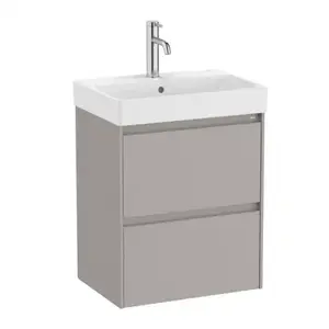 Imagine Set PROMO mobilier baza si lavoar Roca Ona Unik 2 sertare 50x36 cm gri mat