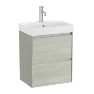 Imagine Set PROMO mobilier baza si lavoar Roca Ona Unik 2 sertare 50x36 cm stejar deschis