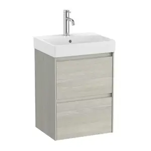 Imagine Set PROMO mobilier baza si lavoar Roca Ona Unik 2 sertare 45x36 cm stejar deschis