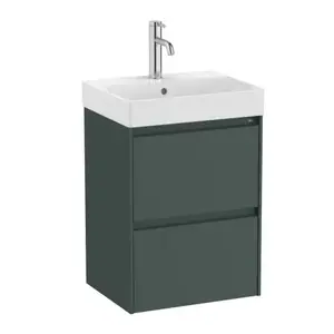 Imagine Set PROMO mobilier baza si lavoar Roca Ona Unik 2 sertare 45x36 cm verde mat