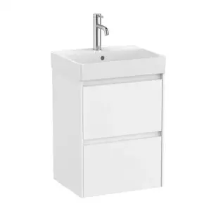 Imagine Set PROMO mobilier baza si lavoar Roca Ona Unik 2 sertare 45x36 cm alb mat