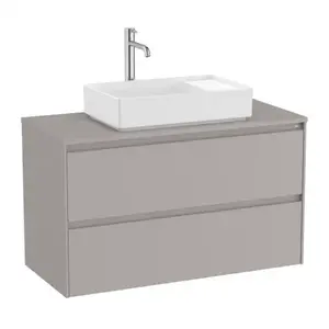 Imagine Baza lavoar suspendat Roca Ona 2 sertare 99.4x45.7 cm gri mat