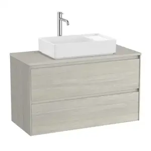 Imagine Baza lavoar suspendat Roca Ona 2 sertare 99.4x45.7 cm stejar deschis