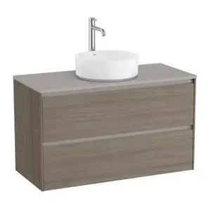 Imagine Baza lavoar suspendat Roca Ona 2 sertare 99.4x45.7 cm ulm inchis