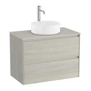 Imagine Baza lavoar suspendat Roca Ona 2 sertare 79.4x45.7 cm stejar deschis