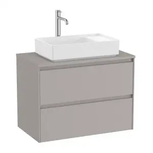 Imagine Baza lavoar suspendat Roca Ona 2 sertare 79.4x45.7 cm gri mat
