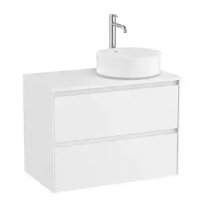 Imagine Baza lavoar suspendat Roca Ona 2 sertare 79.4x45.7 cm alb mat pentru lavoar in dreapta