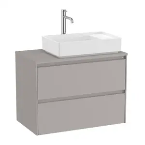 Imagine Baza lavoar suspendat Roca Ona 2 sertare 79.4x45.7 cm gri mat pentru lavoar in dreapta