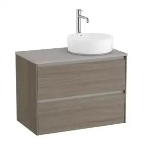 Imagine Baza lavoar suspendat Roca Ona 2 sertare 79.4x45.7 cm ulm inchis pentru lavoar in dreapta