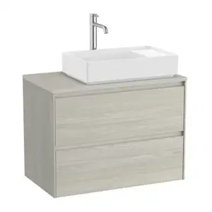Imagine Baza lavoar suspendat Roca Ona 2 sertare 79.4x45.7 cm stejar deschis pentru lavoar in dreapta