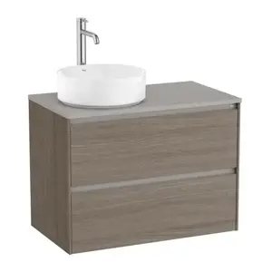 Imagine Baza lavoar suspendat Roca Ona 2 sertare 79.4x45.7 cm ulm inchis pentru lavoar in stanga