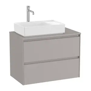 Imagine Baza lavoar suspendat Roca Ona 2 sertare 79.4x45.7 cm gri mat pentru lavoar in stanga