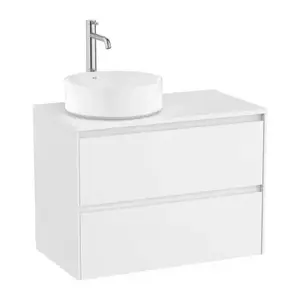 Imagine Baza lavoar suspendat Roca Ona 2 sertare 79.4x45.7 cm alb mat pentru lavoar in stanga