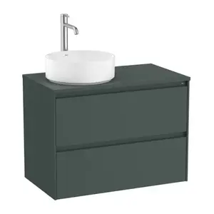 Imagine Baza lavoar suspendat Roca Ona 2 sertare 79.4x45.7 cm verde mat pentru lavoar in stanga
