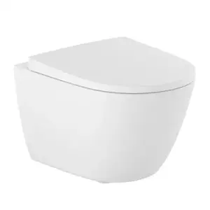 Imagine Vas WC suspendat Roca Ona compact rimless alb mat 48x36 cm