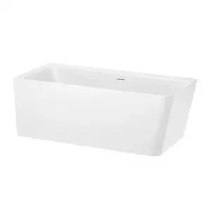 Imagine Cada asimetrica Roca Ona 160x70 cm din Stonex alb cu panouri si instalare pe stanga