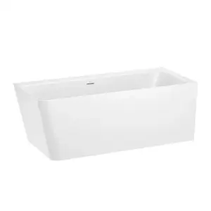 Imagine Cada asimetrica Roca Ona 160x70 cm din Stonex alb cu panouri si instalare pe dreapta