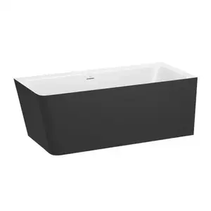 Imagine Cada asimetrica Roca Ona 160x70 cm din Stonex alb-negru cu panouri si instalare pe dreapta