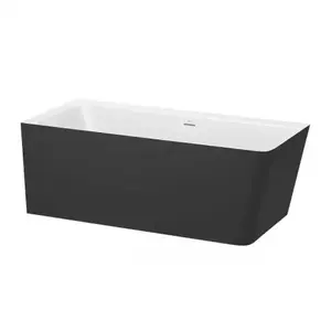 Imagine Cada asimetrica Roca Ona 160x70 cm din Stonex alb-negru cu panouri si instalare pe stanga