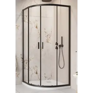Imagine Set PROMO Cabina dus Radaway Alienta A Black 80x80 cm cu cadita si sifon