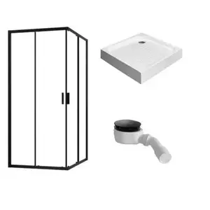 Imagine Set PROMO Cabina dus Radaway Alienta C Black 80x80 cm cu cadita si sifon