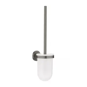 Imagine Perie WC din sticla mata Grohe Essentials cu suport antracit periat Hard Graphite
