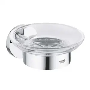 Imagine Savoniera din sticla Grohe Essentials cu suport crom lucios