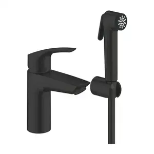 Imagine Baterie lavoar cu dus igienic Grohe Eurosmart Hygienica S negru mat