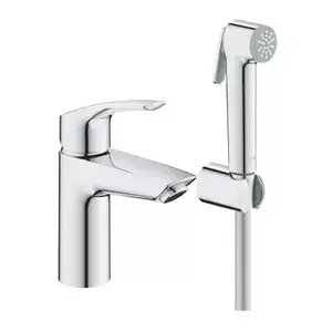 Imagine Baterie lavoar cu dus igienic Grohe Eurosmart Hygienica S crom lucios