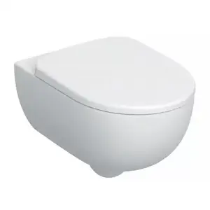 Imagine Set PROMO vas WC suspendat Geberit Selnova Premium 53x36 cm alb si capac softclose Rimfree