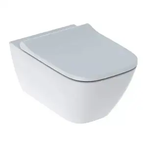 Imagine Set PROMO vas WC suspendat Geberit Smyle Square 55x35 cm alb cu functie bideu si capac slim Rimfree
