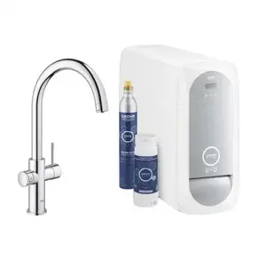 Imagine Baterie bucatarie cu pipa tip C Starter Kit Grohe Blue Home crom lucios
