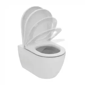 Imagine Set PROMO vas WC suspendat Ideal Standard Ellisse Rimless 54.5x36.5 cm cu capac alb softclose