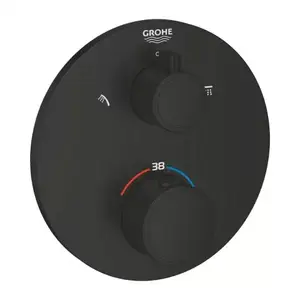 Imagine Baterie dus incastrata Grohe Grohtherm termostatata 2 iesiri negru mat rotund