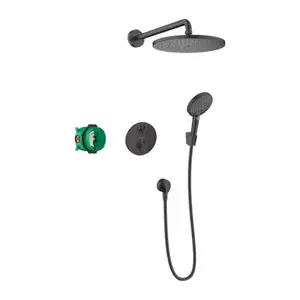 Imagine Sistem de dus incastrat Hansgrohe Croma 280 Ecostat S negru mat baterie termostatata