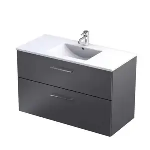 Imagine Baza lavoar suspendat Oristo Nova 99.8x45.5x62 cm cu 2 sertare grafit finisaj mat